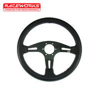 Raceworks 350mm Leather Steering Wheel Blue VPR-194BE