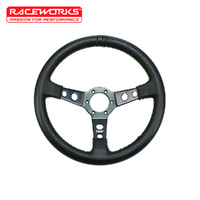 Raceworks 350mm Leather Steering Wheel Yellow VPR-196YL