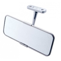 Universal 2.5" x 6" Rear View Mirror with Stainless Steel Rim and Backing Plate
