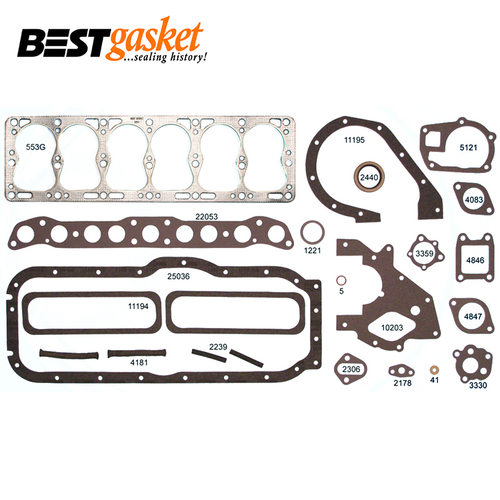 Full Gasket Set FOR Henry J Willys Jeep 148 161 Lightning 6 L Head SV 1948-1955