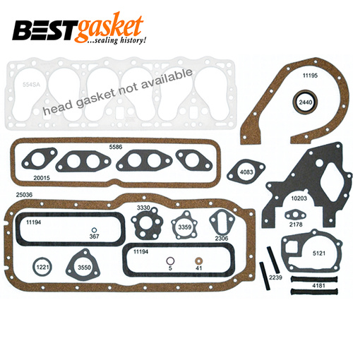 Full Gasket Set FOR Willys Jeep 6 Cylinder 161 F Head 1952-1956 W/O Head Gasket