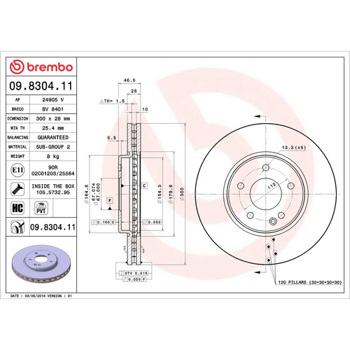 BREMBO DISC BRAKE ROTOR 09.8304.11 (PAIR)