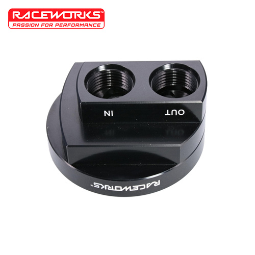 Raceworks Billet Oil Filter Spin on Adapter ALY-165BK
