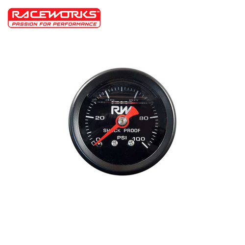 Raceworks Fuel Pressure Gauge 100PSI Liquid Filled FSA-506BK