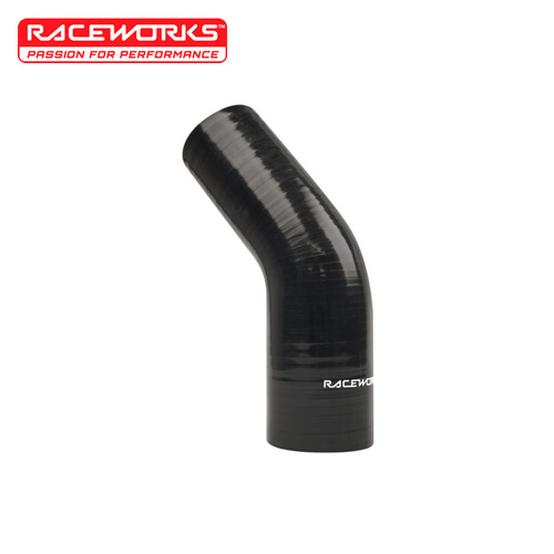 Raceworks Silicone 45 Deg Reducer 2.50-3.00in (63-76mm) Black SHE-045-250300BK