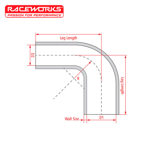 Raceworks Silicone Hose 90 Deg 0.75in (19mm) Black SHE-090-075BK