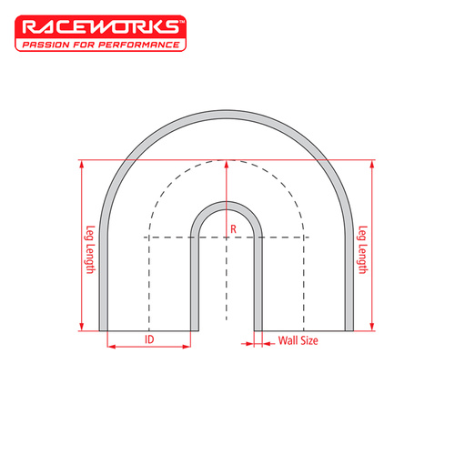 Raceworks Silicone Hose 180 Deg 1.50in (38mm) Black SHE-180-150BK