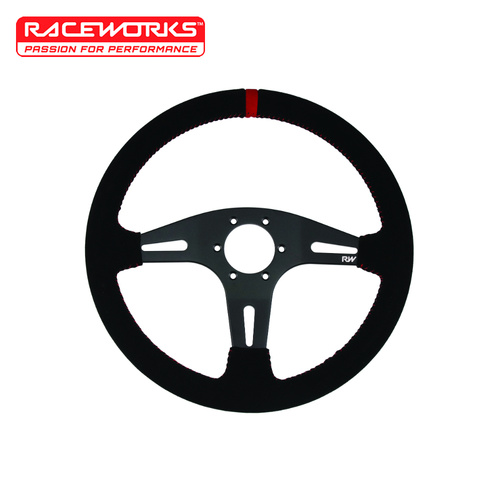 Raceworks 350mm Suede Steering Wheel Red VPR-195RD